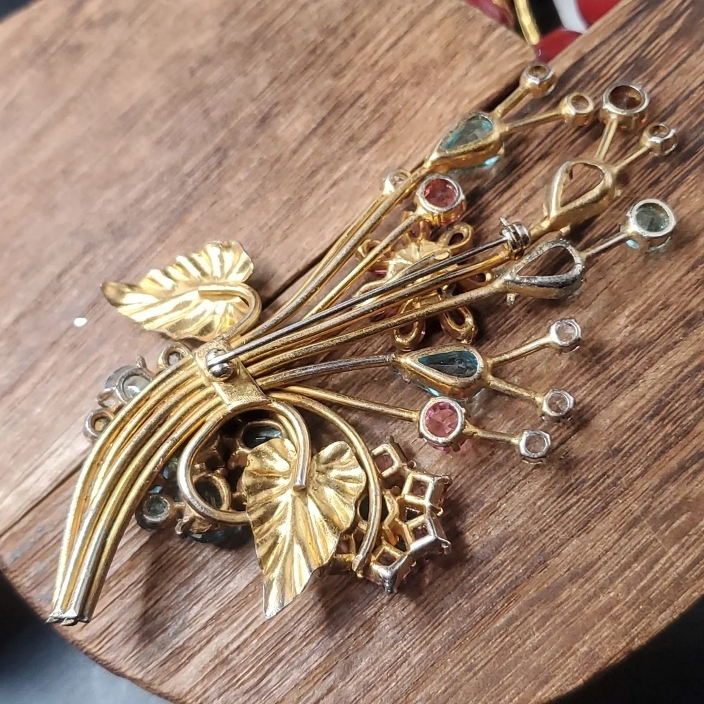 B807 stunning 1920s antique flower bouquet brooch large WOW! - Picture 7 of 7